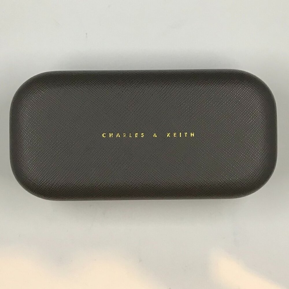 Charles & Keith Clamshell Hard Sided eye glass or sunglass case in Taupe/purple
